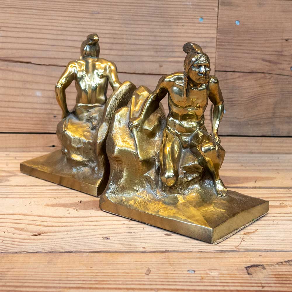 Western Indian Decor - Art - Brass Native American Bookends. _C240