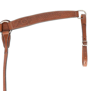 Teskey's 2" Leather Breast Collar with Basketweave & Floral Tooling Tack - Breast Collars Teskey's Chestnut  