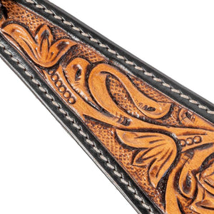 Teskey's One Ear Headstall With Floral Tooling And Black Edge Tack - Headstalls Teskey's   