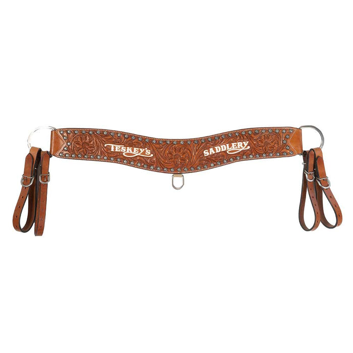 Teskey's Saddlery Chestnut Floral Tooled Tripping Collar Tack - Breast Collars Teskey's   
