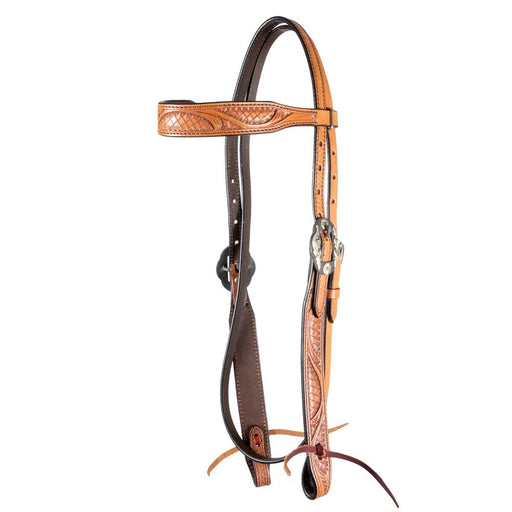 Teskey's Browband Headstall w/Diamond and Leaf Tooling Tack - Headstalls Teskey's