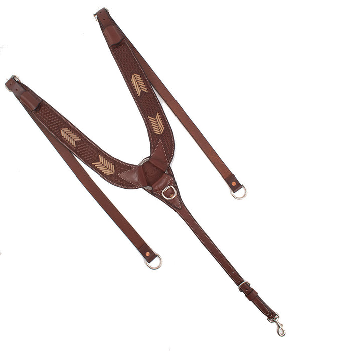 Teskey's Basket Stamped Pulling Collar with Rawhide Tack - Breast Collars Teskey's Heavy Oil  