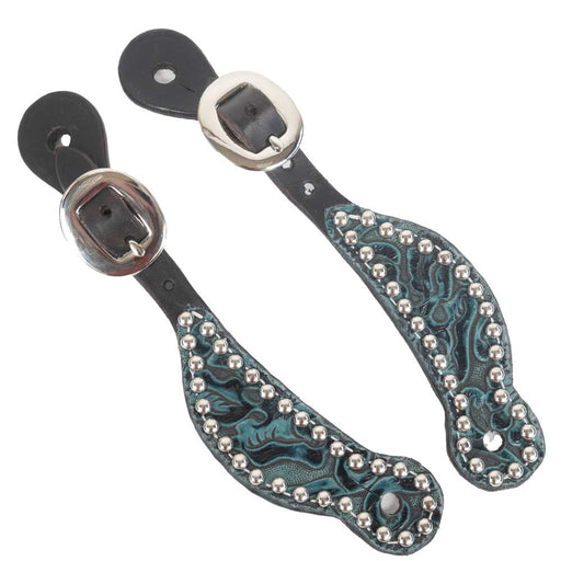 Teskey's Chocolate Floral Indigo Spur Straps- Youth Tack - Spur Straps Teskey's   