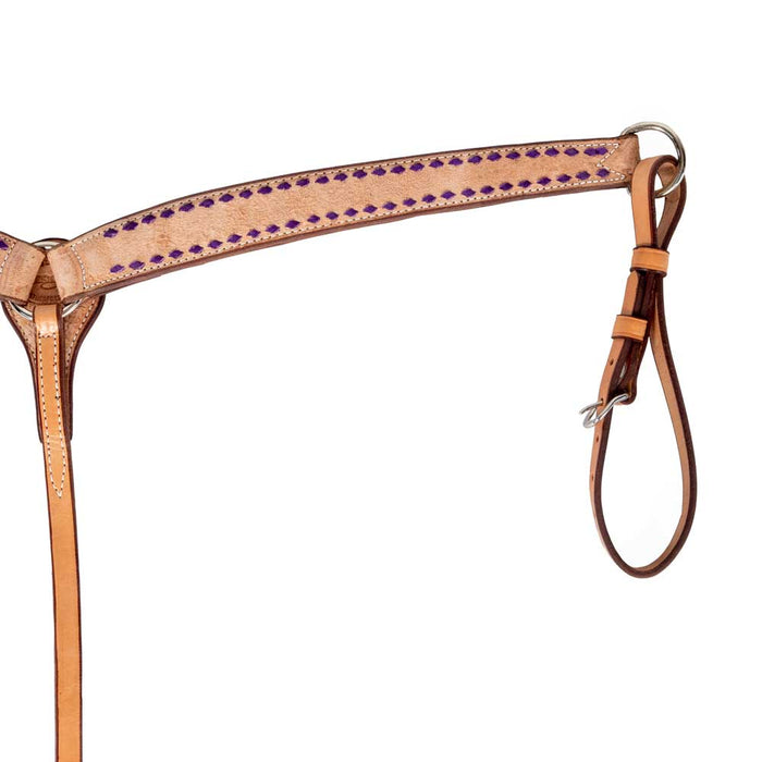 Teskey's Colored Buckstitch Rough Out Breast Collar Tack - Breast Collars Teskey's Purple  