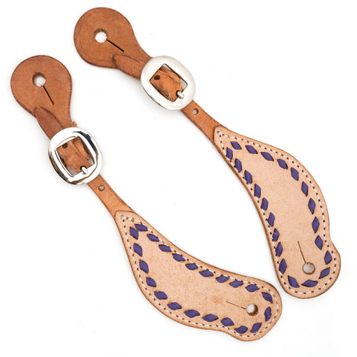 Teskey's Roughout Buckstitched Spur Straps Tack - Spur Straps Teskey's Purple  