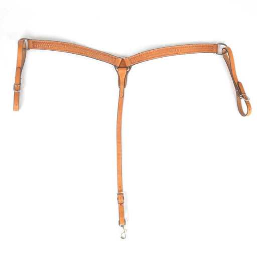 Teskey's 1-1/2" Leather Breast Collar with Basketweave & Shell Border Tack - Breast Collars Teskey's   