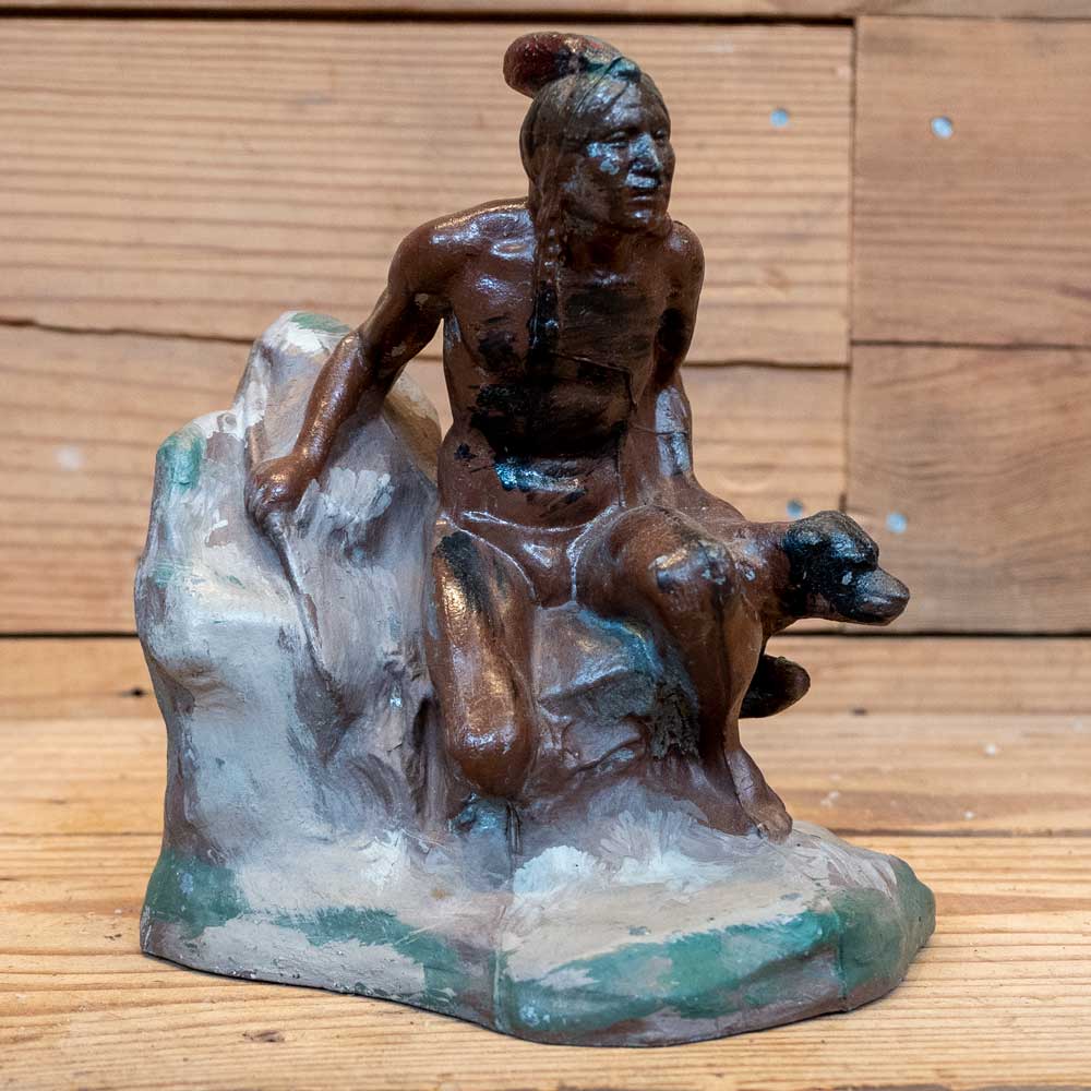 Western Art - Indian - Single Native American Bookend _C355 Collectibles Teskeys   