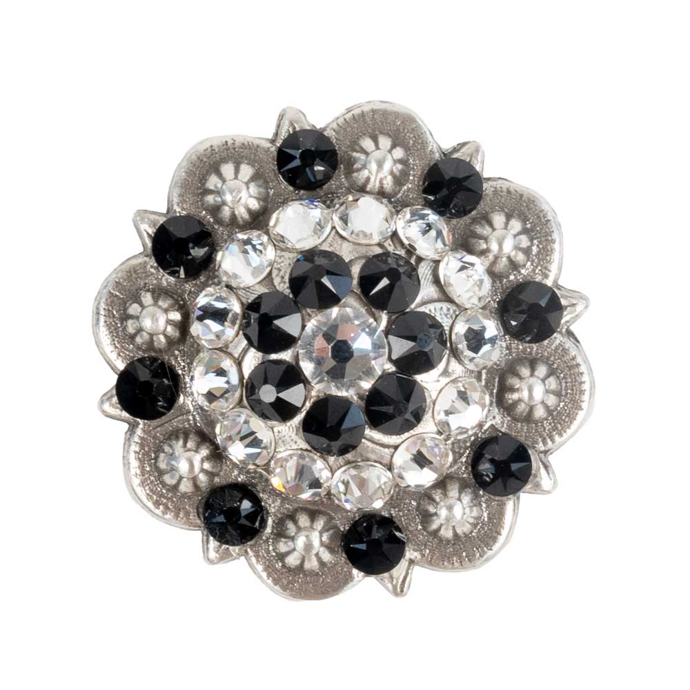 Jet-Crystal Clear Antique Silver Berry Rhinestone Crystal Concho Tack - Conchos & Hardware - Conchos MISC Chicago Screw  