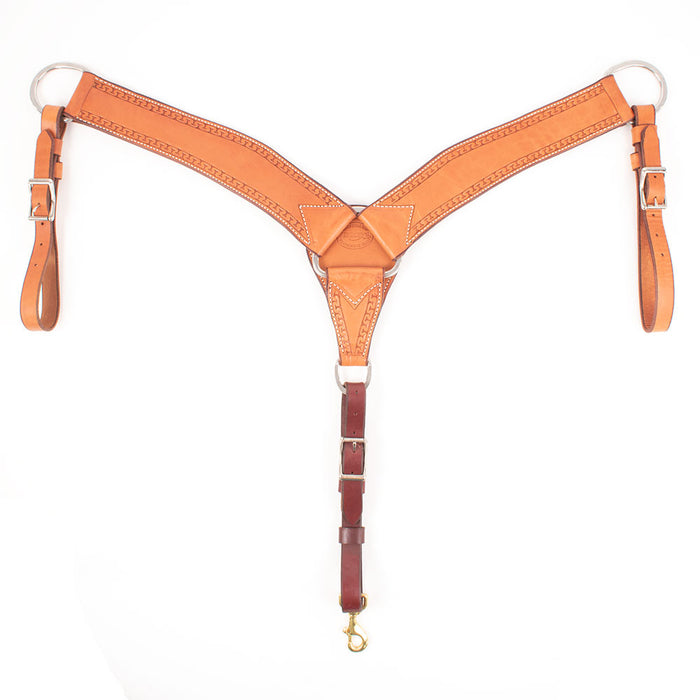 Teskey's Slickout Breast Collar w/Running W Border Tack - Breast Collars Teskey's Light Oil