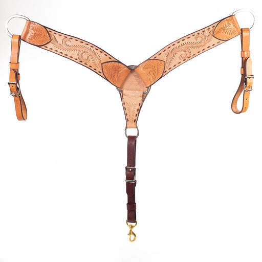 Teskey's Roughout Breast Collar w/Filigree Design Tack - Breast Collars Teskey's Light Oil