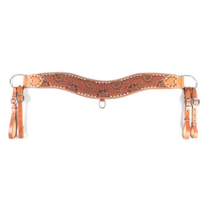 Flower Tooled Tripping Collar with Buckstitch Tack - Breast Collars Teskey's   