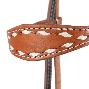 Teskey's White Buckstitch Browband Headstall Tack - Headstalls Teskey's   