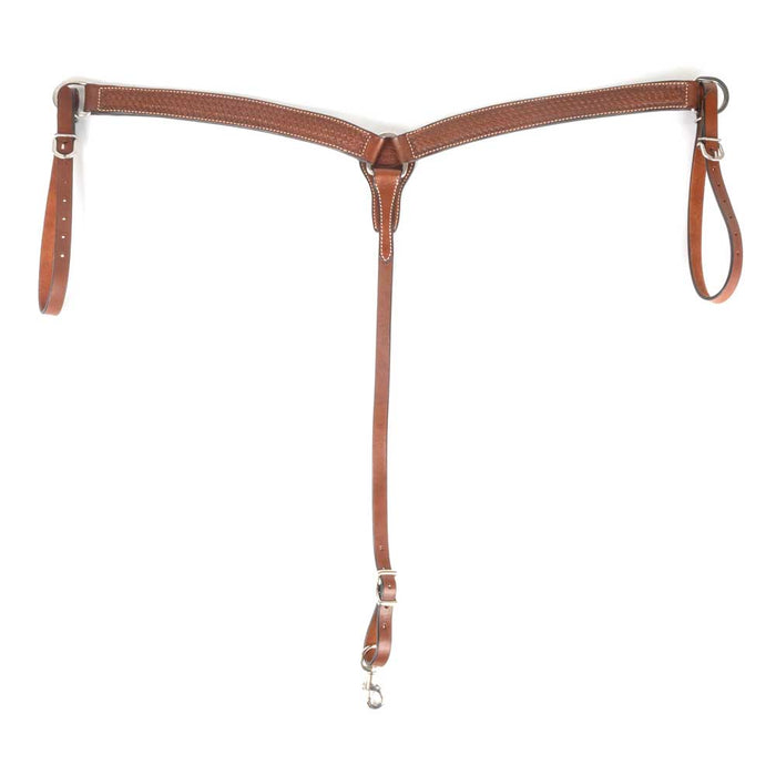 Teskey's 1-1/2" Leather Breast Collar with Basketweave & Shell Border Tack - Breast Collars Teskey's   