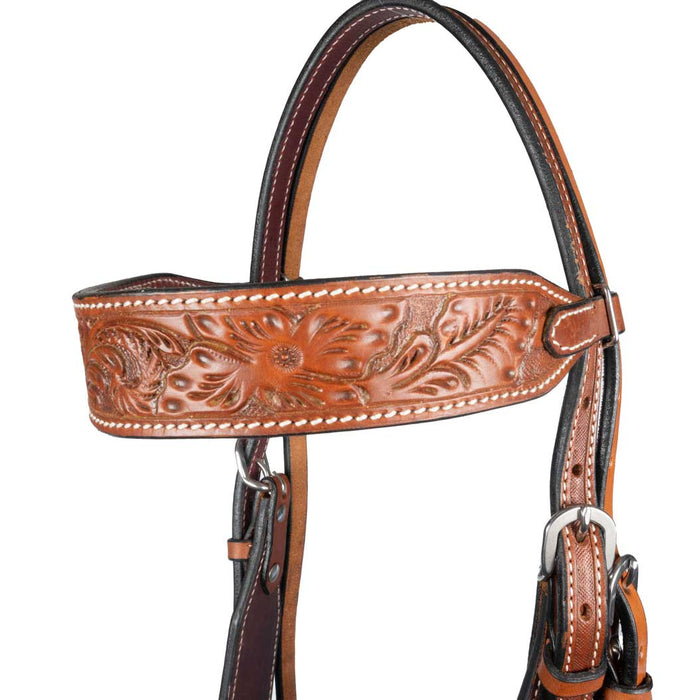 Teskey's Floral Argentinian Browband Headstall Tack - Headstalls Teskey's Chestnut  