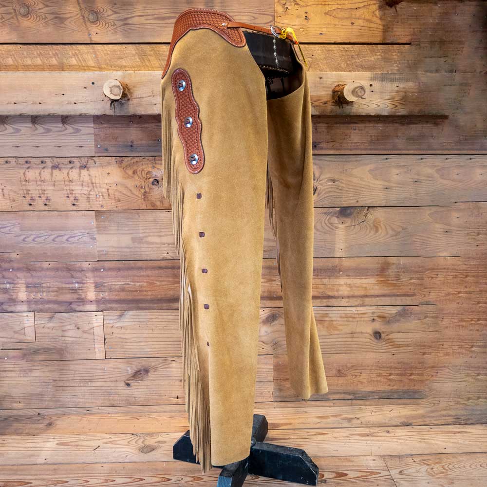 Tan Cowcutter Extra- Small Roughout Leather Chaps Tack - Chaps & Chinks Teskey's   