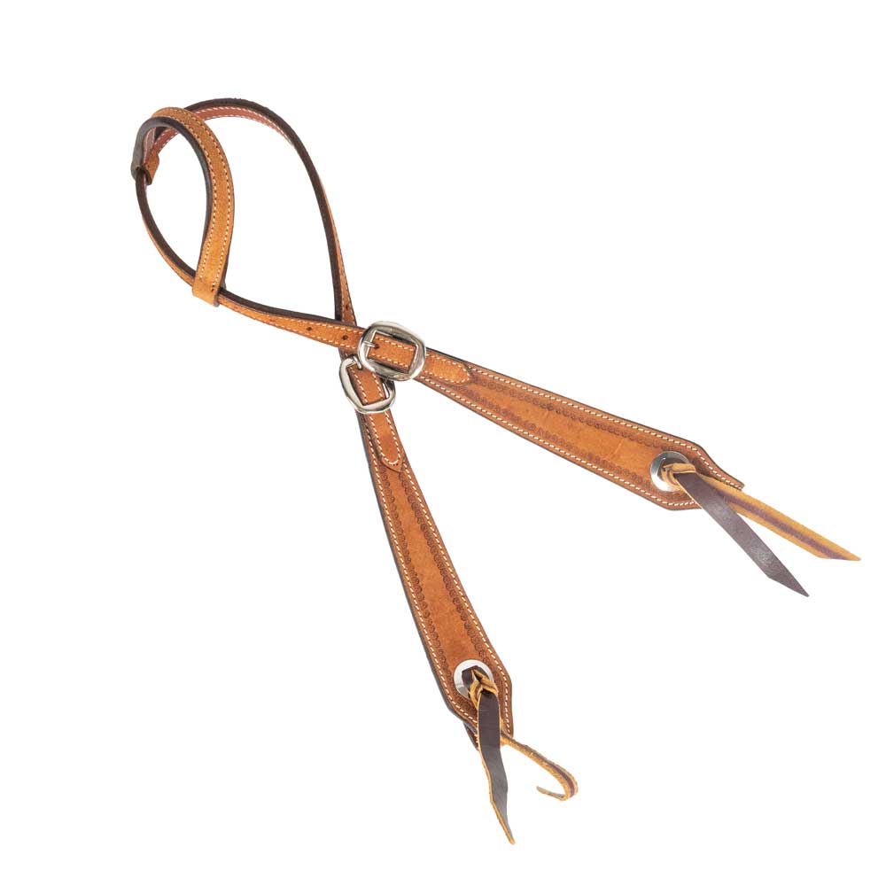 Teskey's One Ear Roughout Headstall With Floral Border Tack - Headstalls Teskey's   