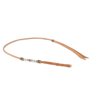 Teskey's Beaded Over-N-Under with Rawhide Accents Tack - Whips, Crops & Quirts Teskey's White/Turquoise/Coral  