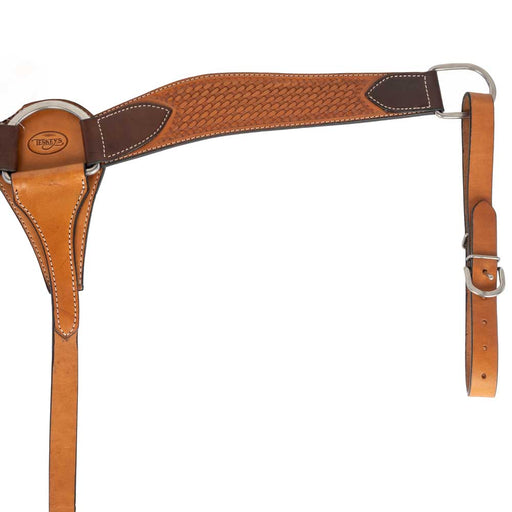 Teskey's 2-1/2" Leather Breast Collar with Basketweave & Shell Border Tack - Breast Collars Teskey's Light Oil  