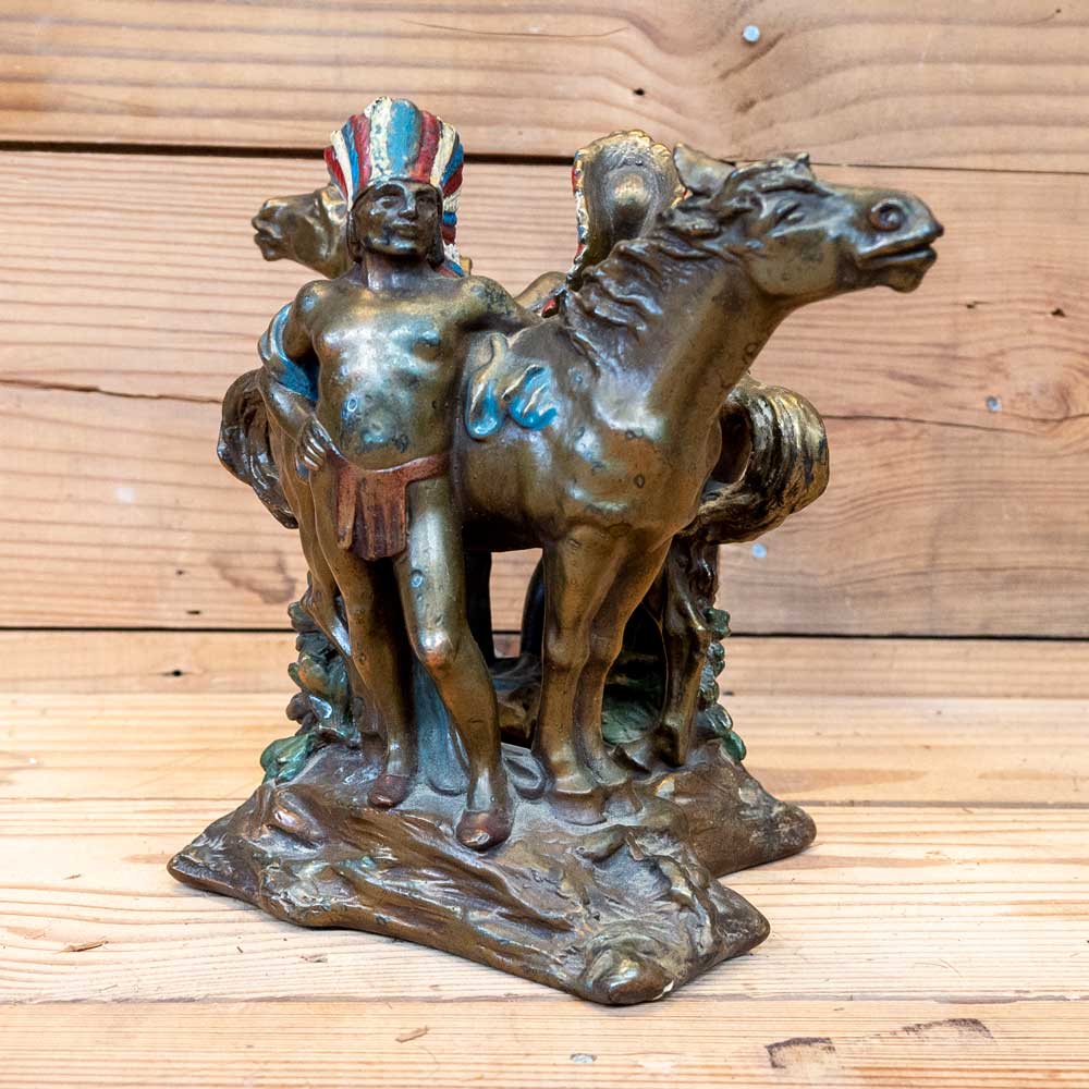 1928 Bronze Native American Bookends _C257 Collectibles MISC   