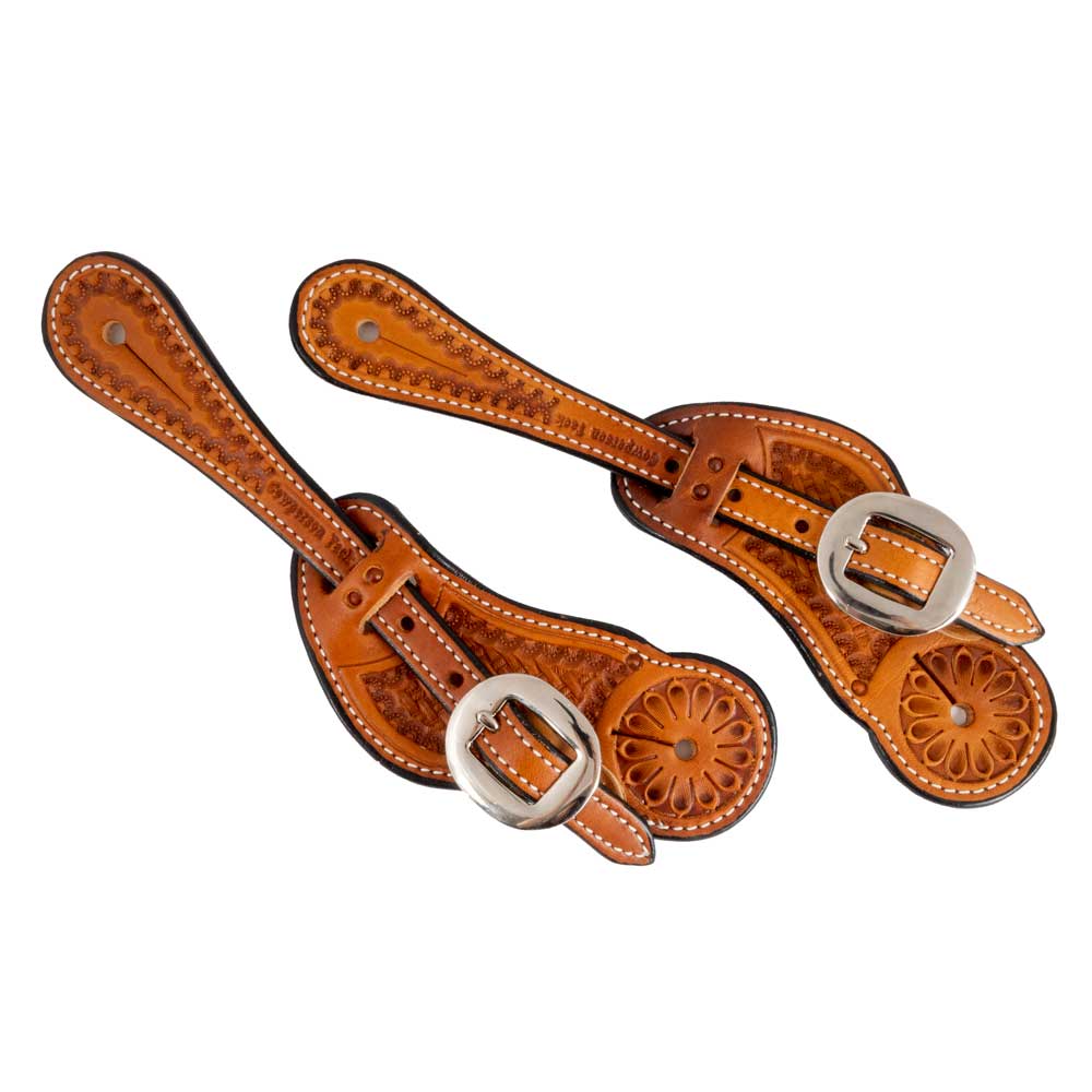 Cowperson Tack Basketweave Spur Straps - Teskeys