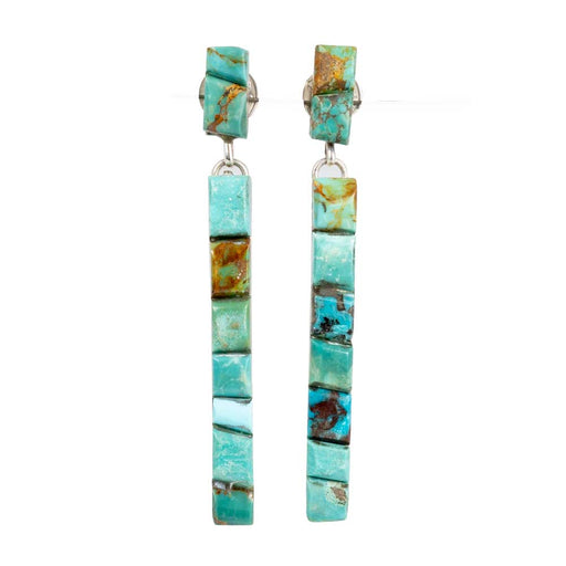 Royston Turquoise Square Cut Long Dangle Earrings WOMEN - Accessories - Jewelry - Earrings Sunwest Silver   