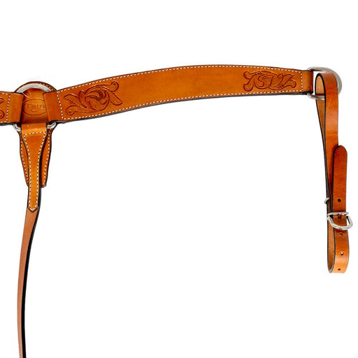 Teskey's 2" Leather Breast Collar w/Floral Tooling Tack - Breast Collars Teskey's Light Oil