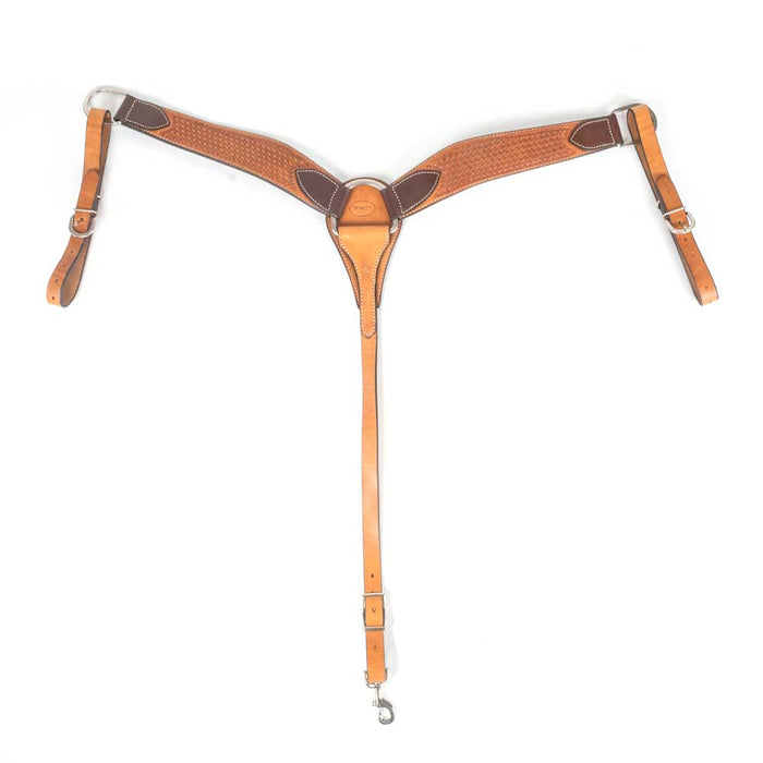 Teskey's 2-1/2" Leather Breast Collar with Basketweave & Shell Border Tack - Breast Collars Teskey's   