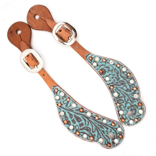 Teskey's Turquoise Western Tool Print Spur Straps Tack - Spur Straps Teskey's   