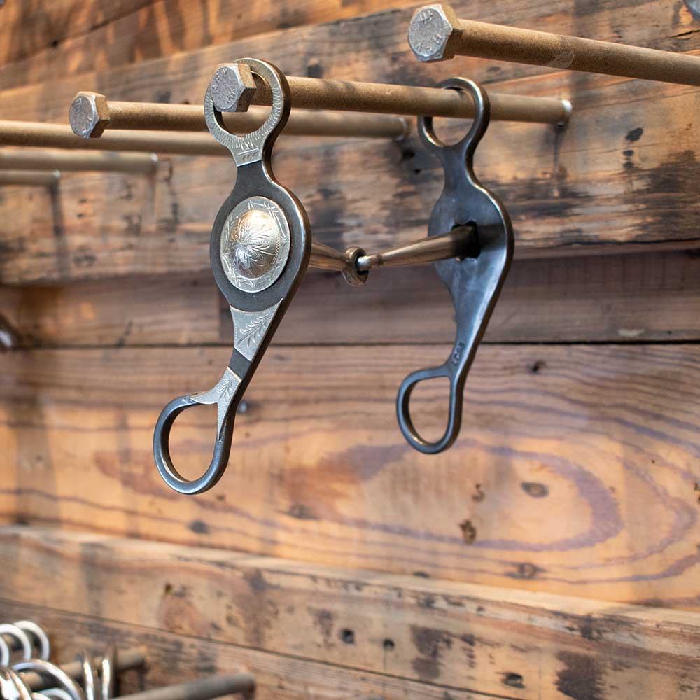 Teskey's Long Shank Concho Smooth Snaffle Bit Bridle Rig - Teskeys