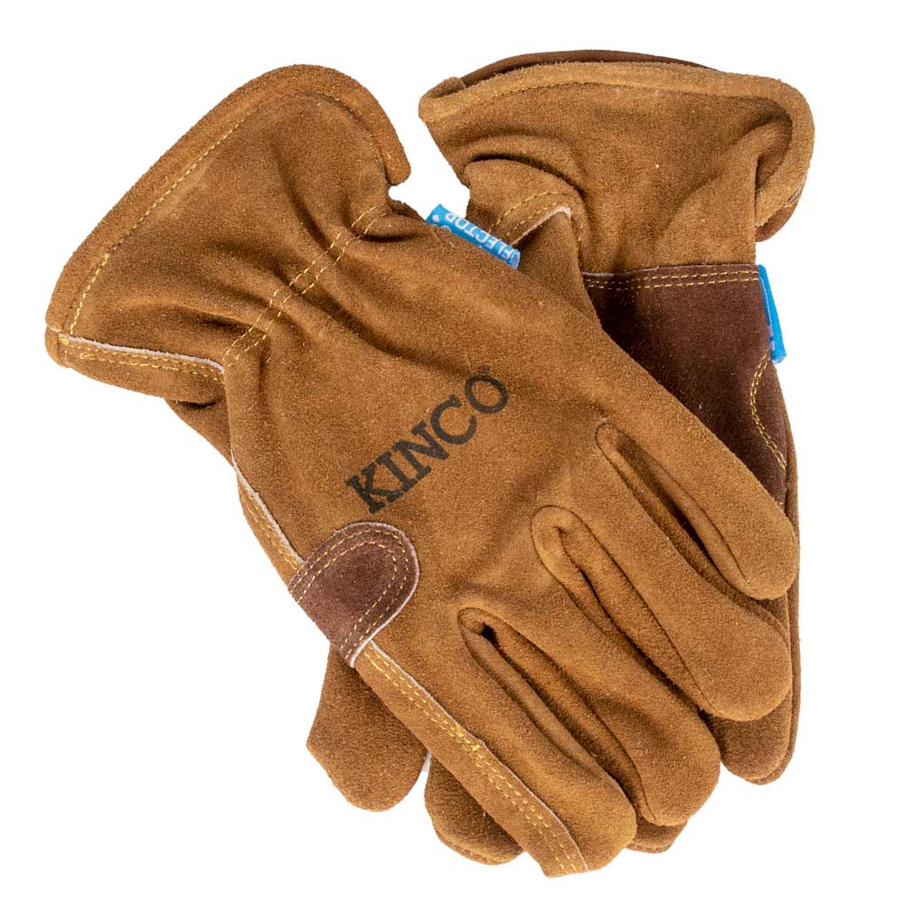 Kinco Water-Resistant Sued Cowhide Driver Gloves with Double-Palm For the Rancher - Gloves Kinco Medium  