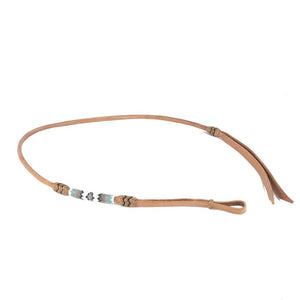 Teskey's Beaded Over-N-Under with Rawhide Accents Tack - Whips, Crops & Quirts Teskey's Silver/White/Turquoise  