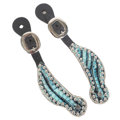 Teskey's Chocolate Sea Turquoise Gator Spur Straps- Youth Tack - Spur Straps Teskey's   