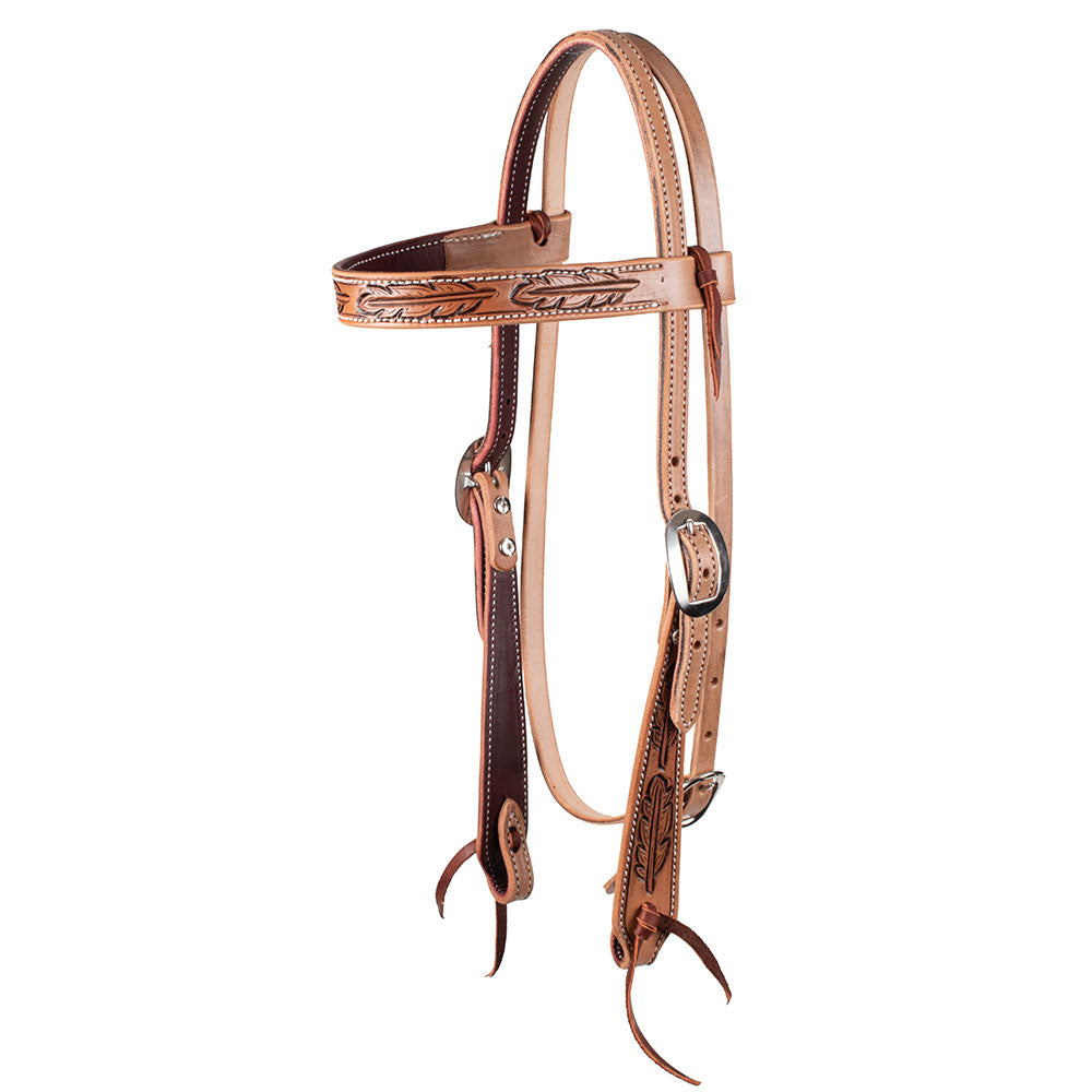 Teskey's Big Sky Collection Feather Browband Headstall Tack - Headstalls Teskey's Stainless Steel Buckle  