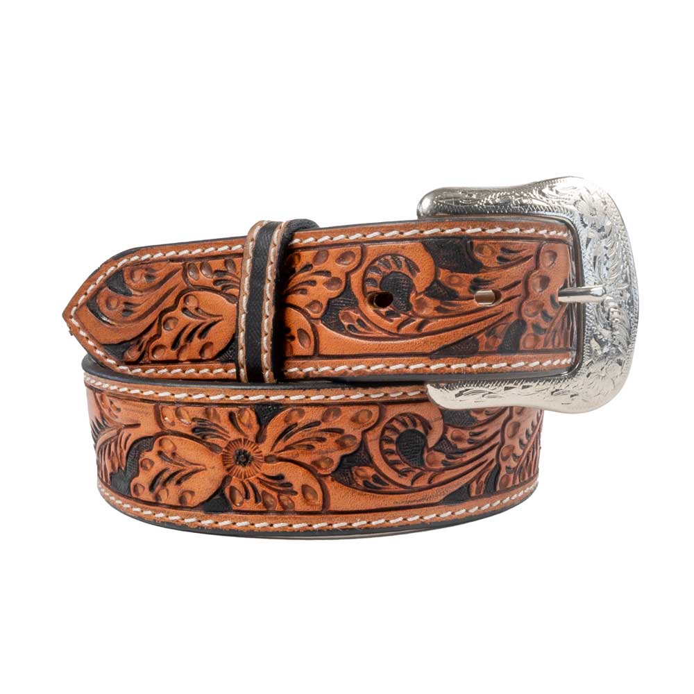 Gallatin Floral & Leaf Tooled Belt - FINAL SALE MEN - Accessories - Belts & Suspenders Beddo Mountain Leather Goods   