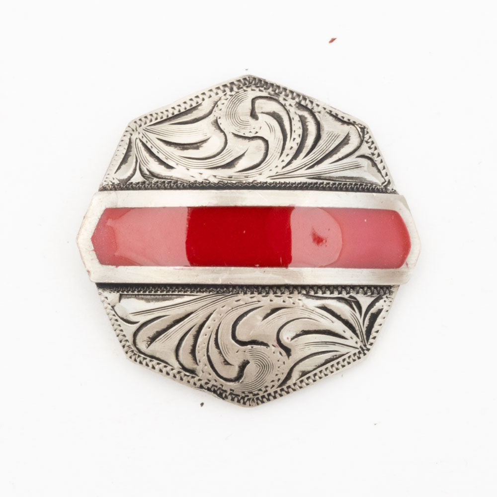 Floral Concho with Red Accent Tack - Conchos & Hardware - Conchos MISC   