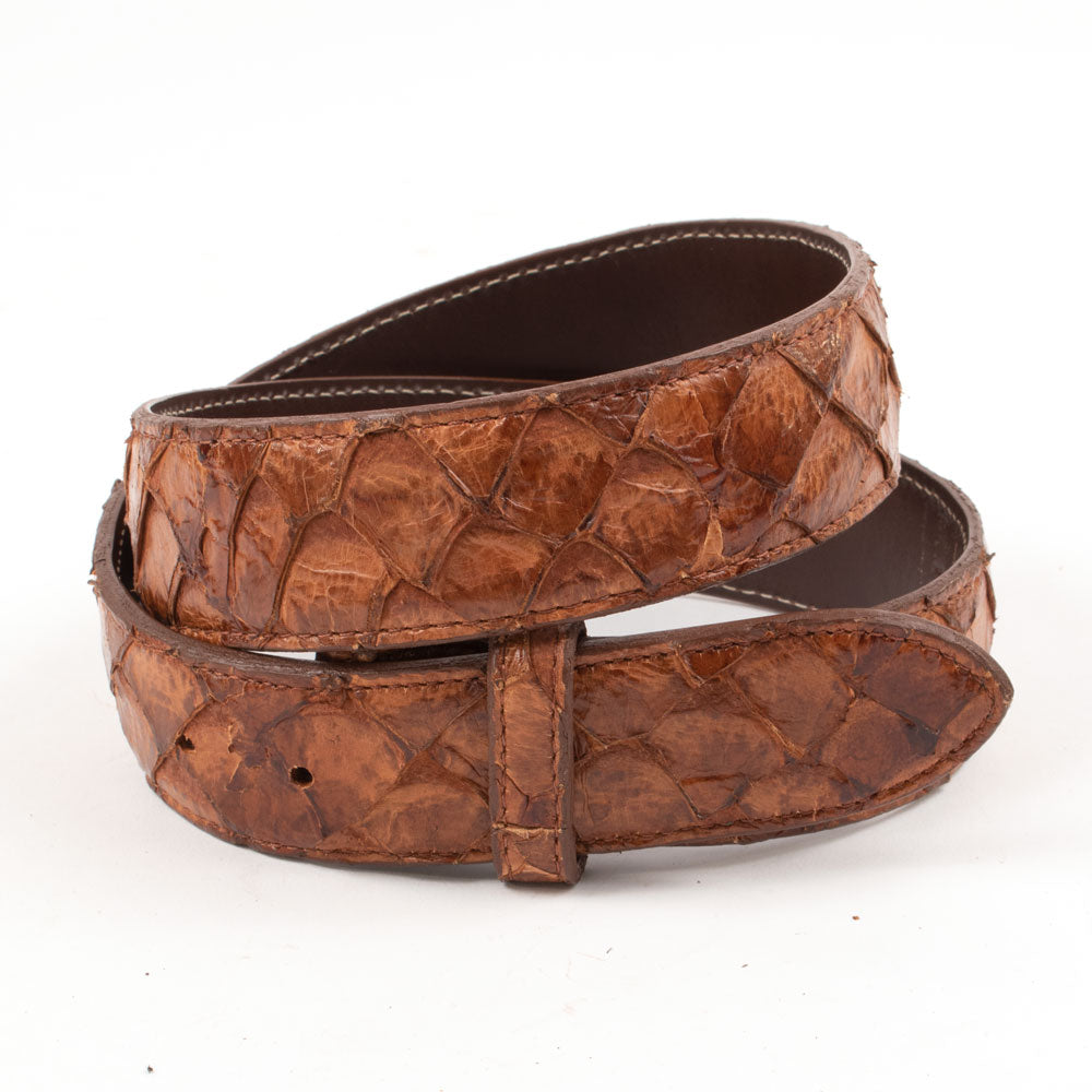 Chacon Leather Pirarucu Belt MEN - Accessories - Belts & Suspenders CHACON LEATHER Cognac 32 