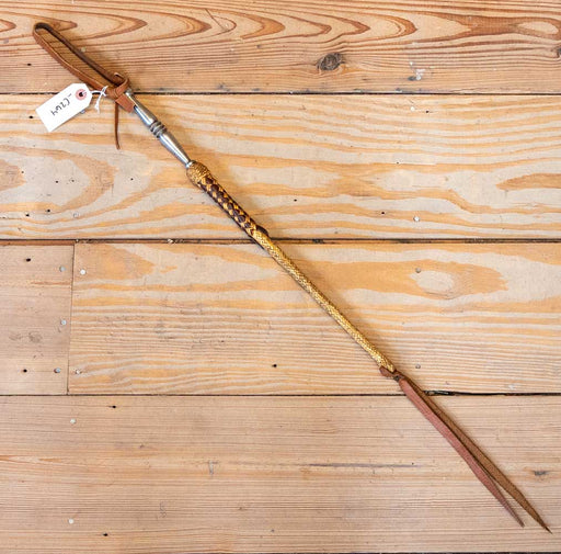 Handmade 35" Rawhide Quirt with Metal Grip Tack - Whips, Crops & Quirts MISC