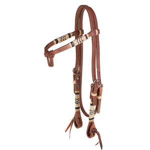 Teskey's Crossover Browband Headstall with Rawhide Accents Tack - Headstalls Teskey's Heavy Oil  