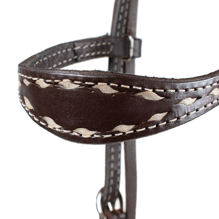 Teskey's Browband Headstall w/White Buckstitch Tack - Headstalls Teskey's
