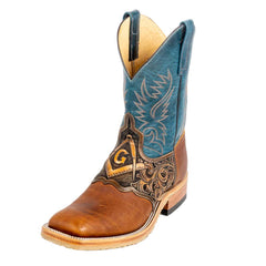 Freemason Square Toe Cowboy Boots Teal Brown Teskeys