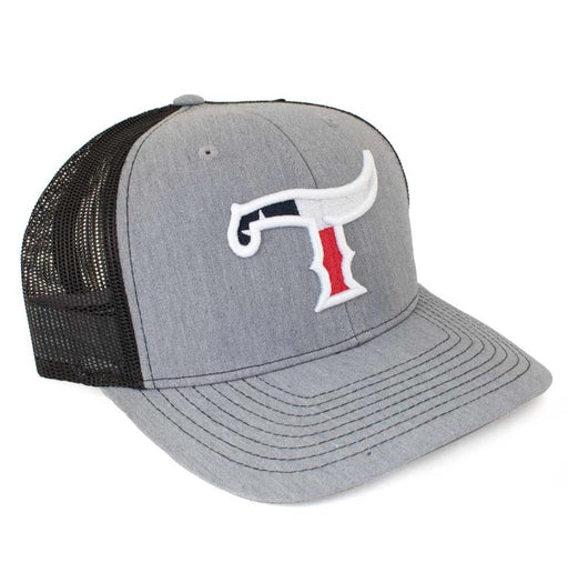 Teskey's T Logo Cap - Heather Grey/Black, Texas Flag/White Logo TESKEY'S GEAR - Baseball Caps Teskey's