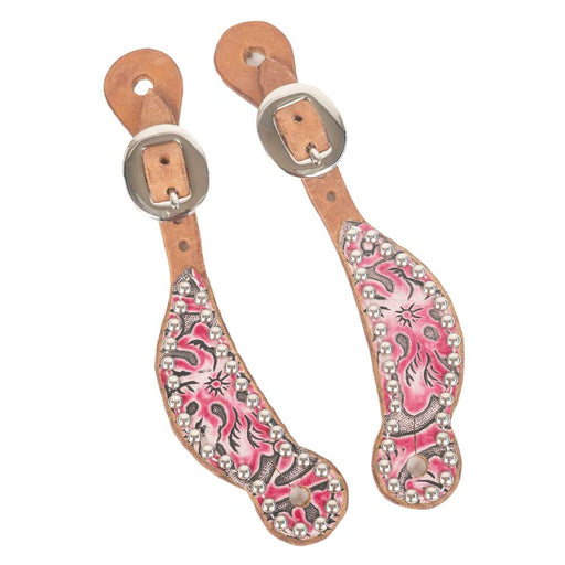 Teskey's Western Pink Flamingo Spur Straps - Youth Tack - Spur Straps Teskey's   