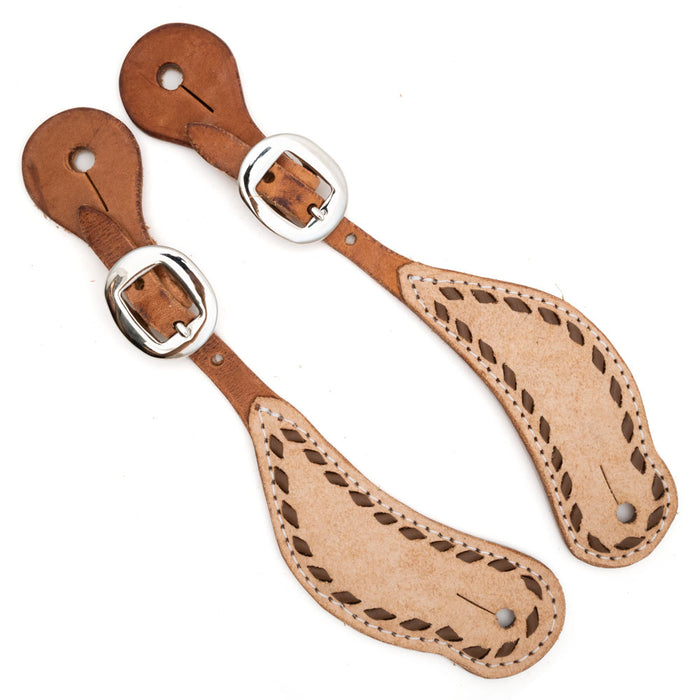 Teskey's Roughout Buckstitched Spur Straps Tack - Spur Straps Teskey's Brown  