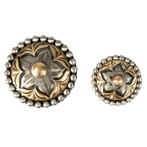 Antique & Gold Flower Concho with Dot Edge Tack - Conchos & Hardware - Conchos MISC   
