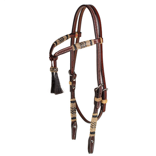 Teskey's Cross Over Browband Headstall w/Tassel Tack - Headstalls Teskey's Heavy Oil
