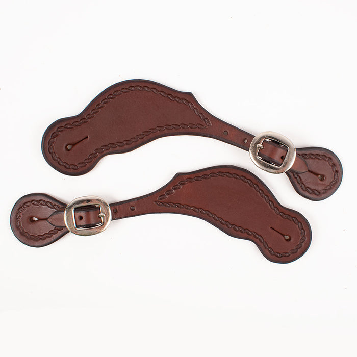 Teskey's Rope Border Spur Straps Tack - Spur Straps Teskey's Heavy Oil  