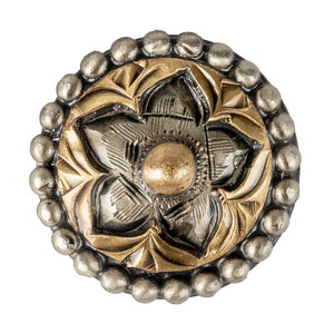 Antique & Gold Flower Concho with Dot Edge Tack - Conchos & Hardware - Conchos MISC Chicago Screw 1" 