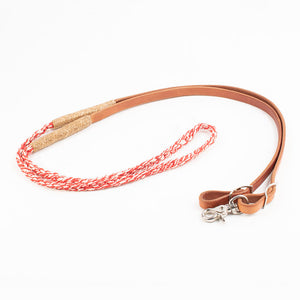Teskey's Flat Braided Rope With Leather Roping Rein Tack - Reins Teskey's Red  