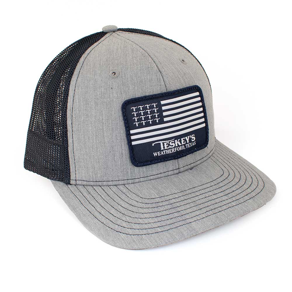 Teskey's T Flag Logo Cap - Heather Grey & Navy - Teskeys