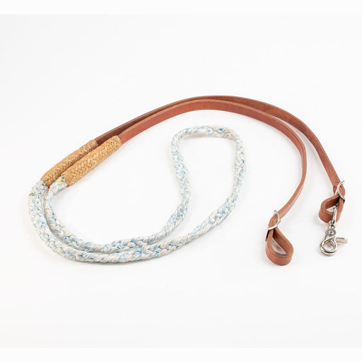 Teskey's Flat Braided Rope With Leather Roping Rein Tack - Reins Teskey's Blue  